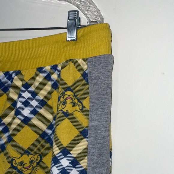 Disney The Lion King Simba Plaid Jogger Pants Yellow Gray Loungewear Size L - Picture 3 of 5